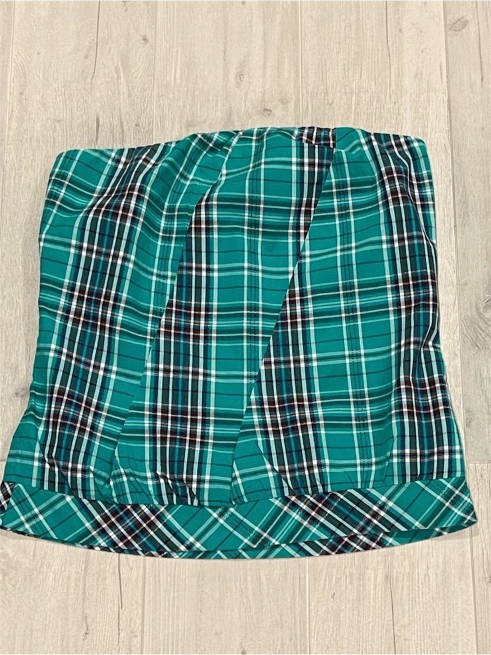 The Limited Green Plaid Strapless Tube Top Size S Silicone Grip Zip Back